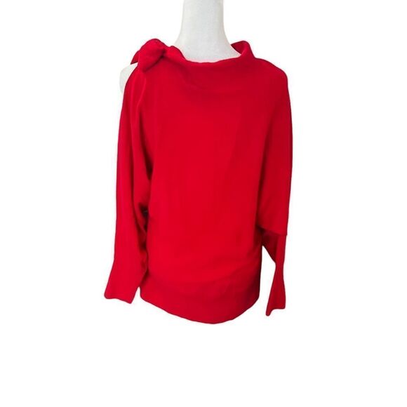 Club Monaco Red Tinashe Cowl Neck Cold Shoulder Tie Sweater NWT - Picture 7 of 14
